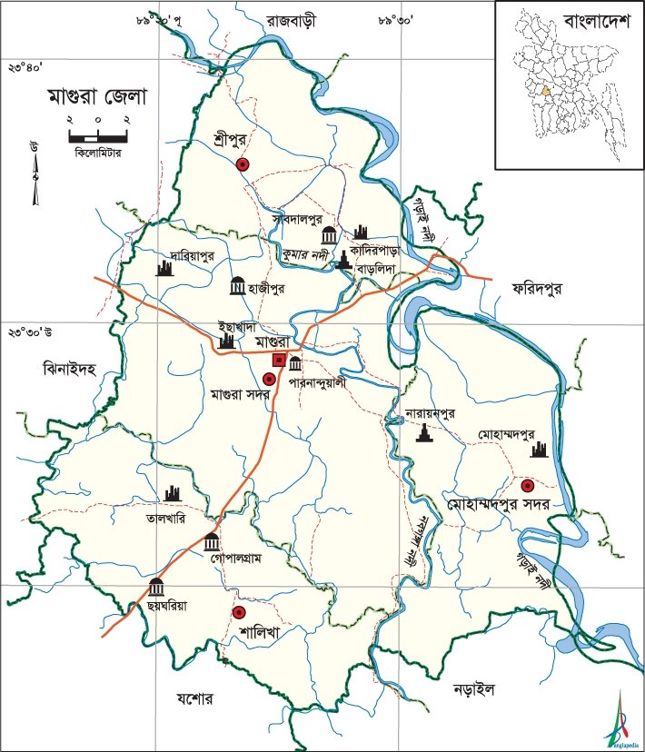 মাগুরা জেলার মানচিত্র